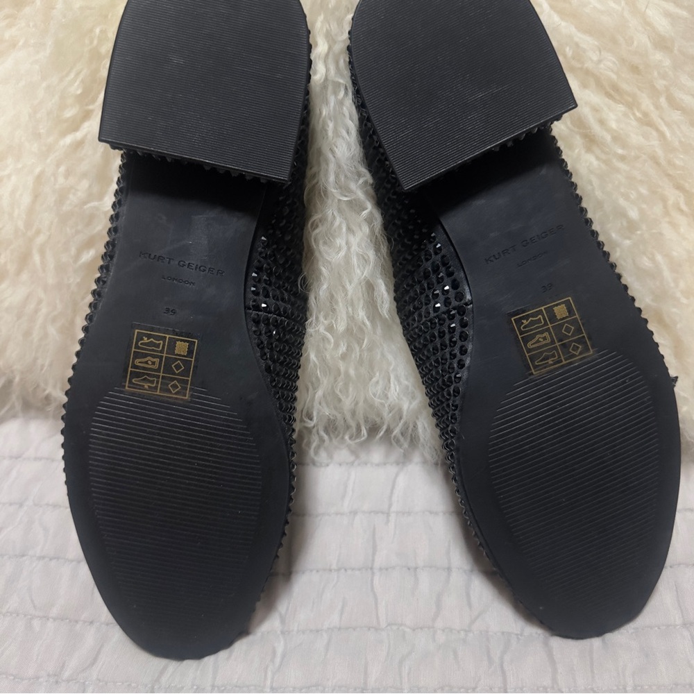 ✨ RARE & SOLD OUT ✨ Kurt Geiger Mayfair Crystal Mary Jane Flats - Black Sz 39 - Picture 4 of 6